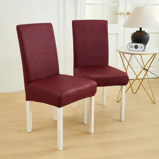 PU Leather fabric solid color chair cover waterproof Dining seat Chair Covers Hotel Banquet wedding Seat Covers Chair Protector