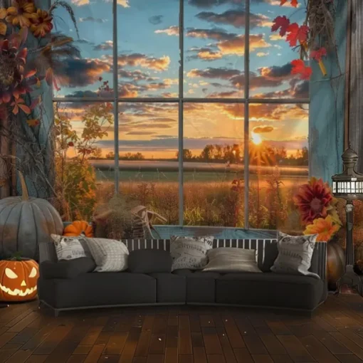Pumpkin Hanging Tapestry Wall Art Inside House Large Tapestry Mural Decor Photograph Backdrop Blanket Curtain Home Bedroom Living Room Decoration