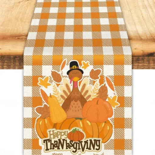 Pumpkin Table Runner Halloween Fall Burlap Tablerunner Farmhouse Indoor Table Autumn Decoration Table Flag Decor For Dining Weddig Party Holiday