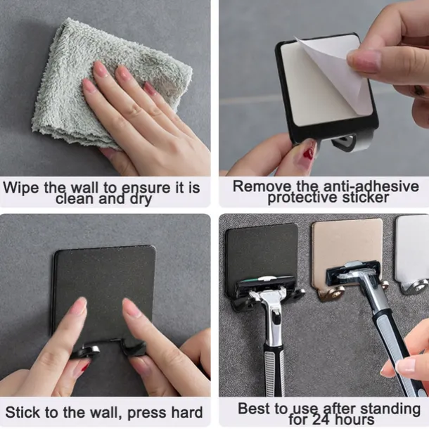 Punch Free Razor Holder Storage Hook Wall Men Shaving Shaver Shelf Bathroom Razor Rack Wall Bathroom Accessories