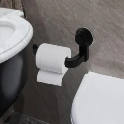 Punch Free Toilet Paper Holder Self-adhesive Suction Cup Rack Kitchen Bathroom Storage Waterproof Moisture Proof Towel Accessories Shelf Toilet Paper Holder Wall Mounted