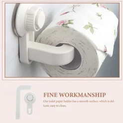 Punch Free Toilet Paper Holder Self-adhesive Suction Cup Rack Kitchen Bathroom Storage Waterproof Moisture Proof Towel Accessories Shelf Toilet Paper Holder Wall Mounted