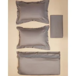 Pure 100% Pima Cotton Duvet Cover 4PCS Set Supima 140-TC Luxury Soft Silkly Sateen Bedding Set 1 Dovet Cover 1 Flat Sheet 2 Pillowcases