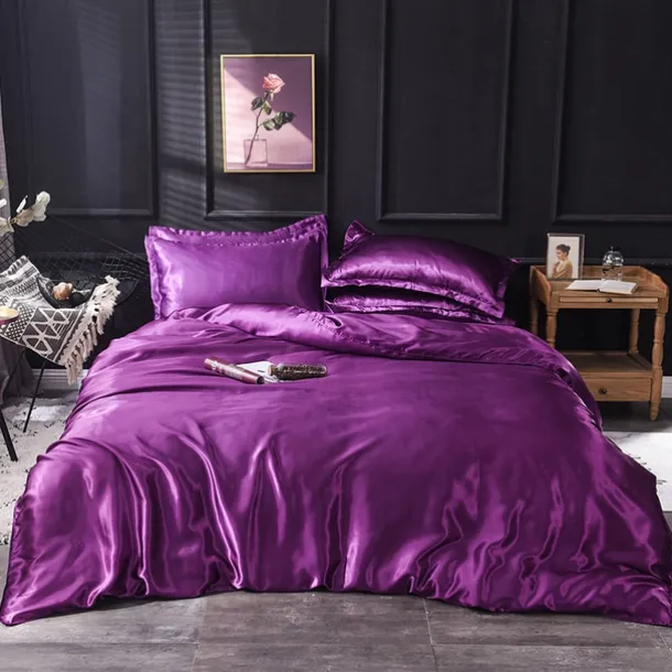 Pure Color Washed Silk Ice Silk Satin Simulated Silk Four-piece Set Summer Home Textile Bedding