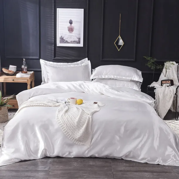 Pure Color Washed Silk Ice Silk Satin Simulated Silk Four-piece Set Summer Home Textile Bedding