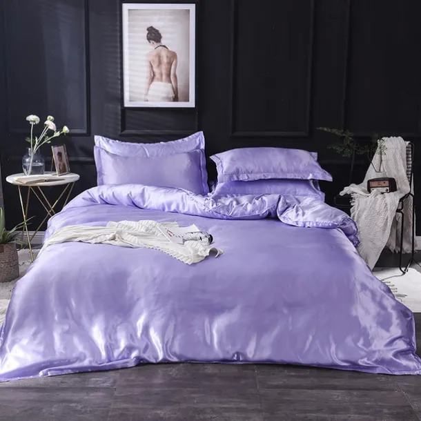 Pure Color Washed Silk Ice Silk Satin Simulated Silk Four-piece Set Summer Home Textile Bedding