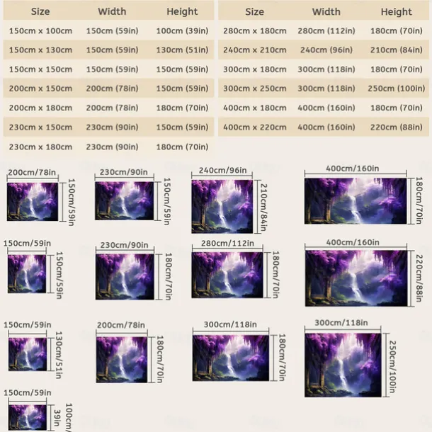 Purple Garden Hanging Tapestry Wall Art Large Tapestry Mural Decor Photograph Backdrop Blanket Curtain Home Bedroom Living Room Decoration Wisteria Flower Waterfall