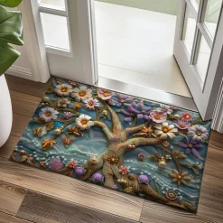 Purple Sparkling Tree of Life Doormat Floor Mats Washable Rugs Kitchen Mat Non-Slip Oil Proof Rug Indoor Outdoor Mat Bedroom Decor Bathroom Mat Entrance Rug