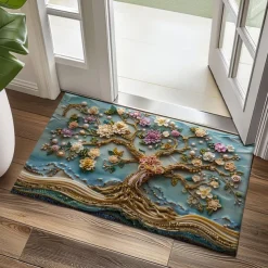 Purple Sparkling Tree of Life Doormat Floor Mats Washable Rugs Kitchen Mat Non-Slip Oil Proof Rug Indoor Outdoor Mat Bedroom Decor Bathroom Mat Entrance Rug