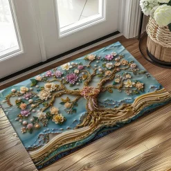 Purple Sparkling Tree of Life Doormat Floor Mats Washable Rugs Kitchen Mat Non-Slip Oil Proof Rug Indoor Outdoor Mat Bedroom Decor Bathroom Mat Entrance Rug