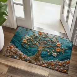 Purple Sparkling Tree of Life Doormat Floor Mats Washable Rugs Kitchen Mat Non-Slip Oil Proof Rug Indoor Outdoor Mat Bedroom Decor Bathroom Mat Entrance Rug