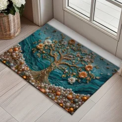 Purple Sparkling Tree of Life Doormat Floor Mats Washable Rugs Kitchen Mat Non-Slip Oil Proof Rug Indoor Outdoor Mat Bedroom Decor Bathroom Mat Entrance Rug