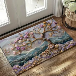 Purple Sparkling Tree of Life Doormat Floor Mats Washable Rugs Kitchen Mat Non-Slip Oil Proof Rug Indoor Outdoor Mat Bedroom Decor Bathroom Mat Entrance Rug