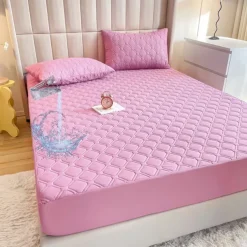 Queen Full King Protective Bed Cover Waterproof Mattress Protector Quilted Fitted Mattress Pad Bed Protector Elastic Band Suitable for All Seasons,Embossed Design,360°Coverage,Deep Pocket
