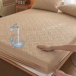 Queen Full King Protective Bed Cover Waterproof Mattress Protector Quilted Fitted Mattress Pad Bed Protector Elastic Band Suitable for All Seasons,Embossed Design,360°Coverage,Deep Pocket