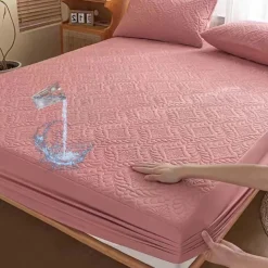 Queen Full King Protective Bed Cover Waterproof Mattress Protector Quilted Fitted Mattress Pad Bed Protector Elastic Band Suitable for All Seasons,Embossed Design,360°Coverage,Deep Pocket