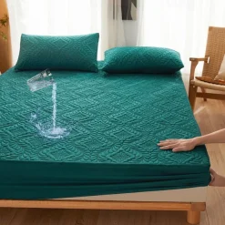 Queen Full King Protective Bed Cover Waterproof Mattress Protector Quilted Fitted Mattress Pad Bed Protector Elastic Band Suitable for All Seasons,Embossed Design,360°Coverage,Deep Pocket