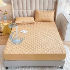 Queen Full King Protective Bed Cover Waterproof Mattress Protector Quilted Fitted Mattress Pad Bed Protector Elastic Band Suitable for All Seasons,Embossed Design,360°Coverage,Deep Pocket