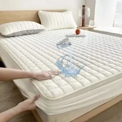 Queen Full King Protective Bed Cover Waterproof Mattress Protector Fitted Sheet Bed Protector Plush Shaggy Taffeta Fleece Ultra Soft Comfortable Anti-mite Mattress Cover