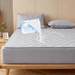 Queen Full King Protective Bed Cover Waterproof Mattress Protector Quilted Fitted Mattress Pad Bed Protector Mattress Cover with Elastic Band Thickened Urine-Proof