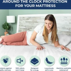 Queen Full King Protective Bed Cover Waterproof Mattress Protector Fitted Sheet Bed Protector Mattress Cover Smooth Top Breathable Skin Friendly Noiseless