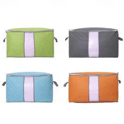 Quilt Storage Bag Moisture & Dust Proof Closet Organizer Non-Woven Blanket Pillow Storage Large Mobile Clothe Visible Bag