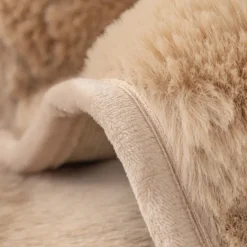 Rabbit Plush Mesh Red Sofa Cushion, Winter Thickened Plush Cushion, Non Slip Leather Sofa Cover, Cloth Towel