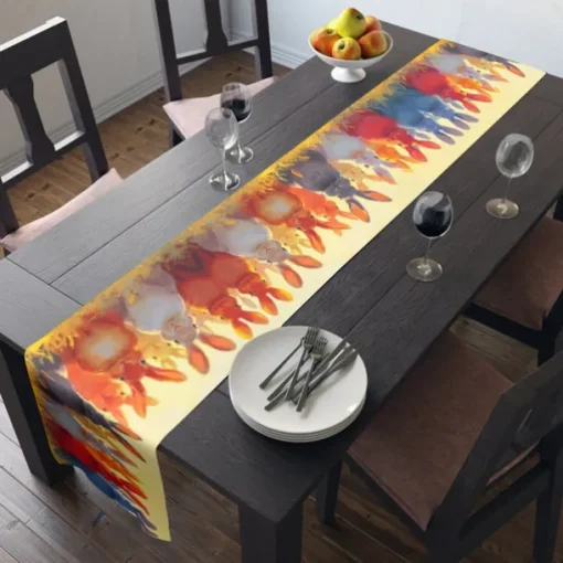 Rabbit Print Table Runner, Kitchen Dining Table Decor, Print Decor Table Runners for Indoor Outdoor Home Farmhouse Holiday Wedding Birthday Party Decoration