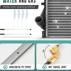 Radiator Cleaning Wand, Upgraded Efficient No-Removal Cleaning Tool for Tight Crevices, High Pressure Radiator Flush and Cleaner Tool with Quick Coupler, Fit for Cars Truck