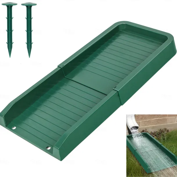 Rain Gutter Downspout Splash Block with 2 Ground Spikes 1pc Drain Extender