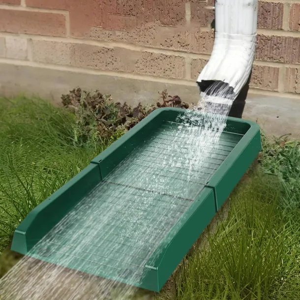Rain Gutter Downspout Splash Block with 2 Ground Spikes 1pc Drain Extender