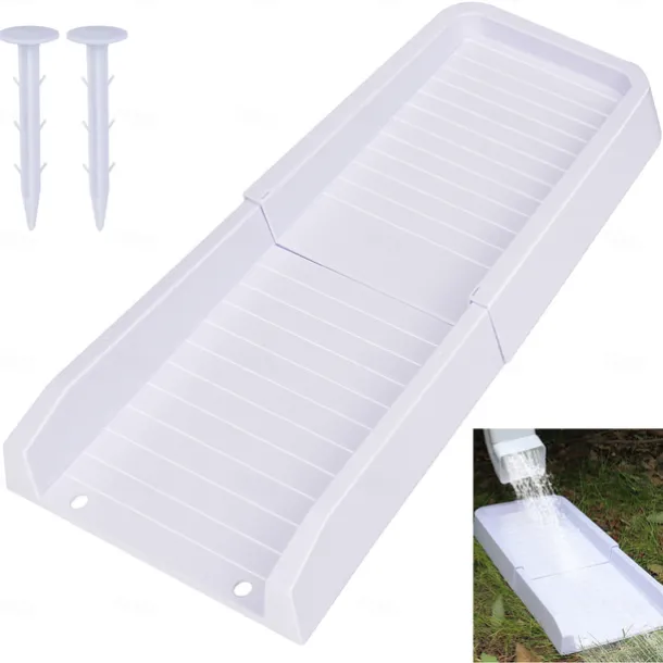 Rain Gutter Downspout Splash Block with 2 Ground Spikes 1pc Drain Extender