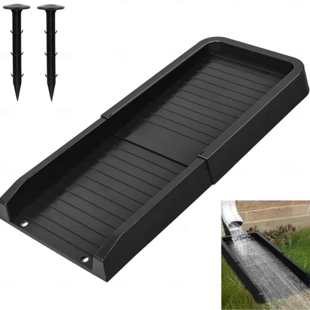 Rain Gutter Downspout Splash Block with 2 Ground Spikes 1pc Drain Extender