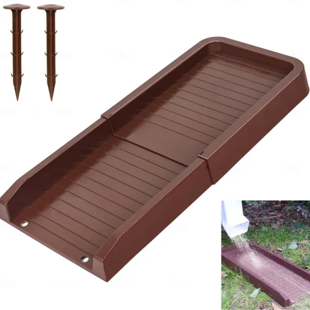 Rain Gutter Downspout Splash Block with 2 Ground Spikes 1pc Drain Extender