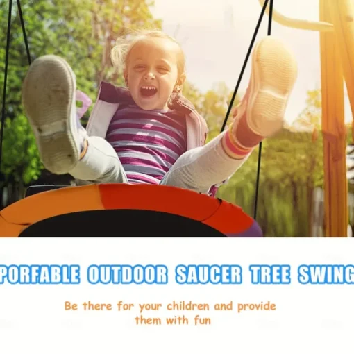 Rainbow 40" Saucer Tree Swing - 700Lb Capacity, Waterproof Oxford Fabric with Adjustable Ropes for Playground & Backyard Fun