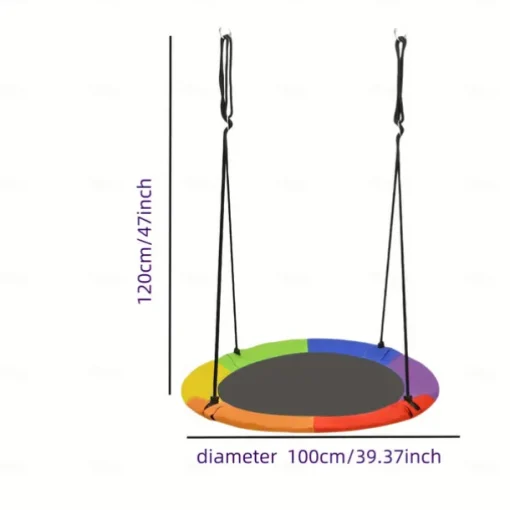 Rainbow 40" Saucer Tree Swing - 700Lb Capacity, Waterproof Oxford Fabric with Adjustable Ropes for Playground & Backyard Fun