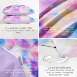 Rainbow Tie Dye Duvet Cover Set Cotton Swirl Spiral Pattern Set Soft 3-Piece Luxury Bedding Set Home Decor Gift Twin Full King Queen Size Duvet Cover