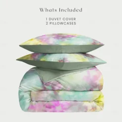 Rainbow Tie Dye Duvet Cover Set Cotton Swirl Spiral Pattern Set Soft 3-Piece Luxury Bedding Set Home Decor Gift Twin Full King Queen Size Duvet Cover