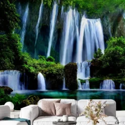 Rainforest Tropical Landscape Hanging Tapestry Wall Art Large Tapestry Mural Decor Photograph Backdrop Blanket Curtain Home Bedroom Living Room Decoration