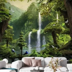 Rainforest Tropical Landscape Hanging Tapestry Wall Art Large Tapestry Mural Decor Photograph Backdrop Blanket Curtain Home Bedroom Living Room Decoration