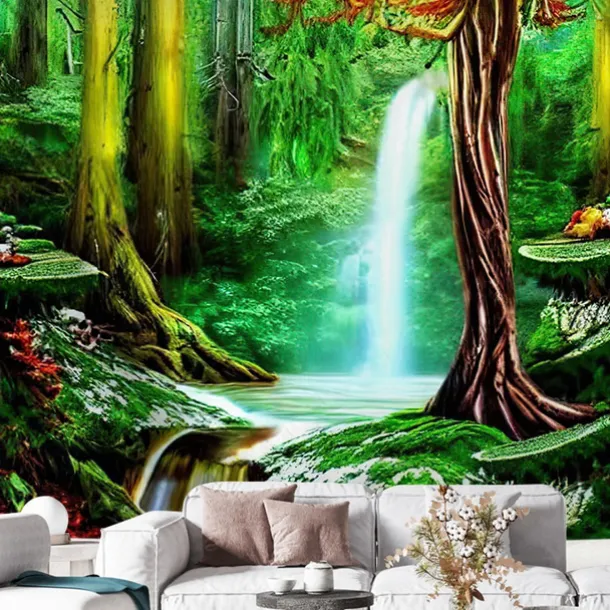 Rainforest Tropical Landscape Hanging Tapestry Wall Art Large Tapestry Mural Decor Photograph Backdrop Blanket Curtain Home Bedroom Living Room Decoration