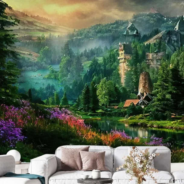 Rainforest Tropical Landscape Hanging Tapestry Wall Art Large Tapestry Mural Decor Photograph Backdrop Blanket Curtain Home Bedroom Living Room Decoration