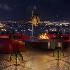 Ramadan Eid Lights Solar Lights Outdoor Hanging Solar Vintage Garden Lamp Retro Lanterns Hollow Solar Lights With Handle For Yard Tree Fence Patio Landscape Garland Lighting