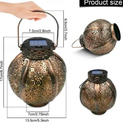 Ramadan Eid Lights Solar Lights Outdoor Hanging Solar Vintage Garden Lamp Retro Lanterns Hollow Solar Lights With Handle For Yard Tree Fence Patio Landscape Garland Lighting