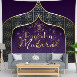 Ramadan Eid Mubarak Wall Tapestry Art Decor Photograph Backdrop Blanket Curtain Hanging Home Bedroom Living Room Decoration