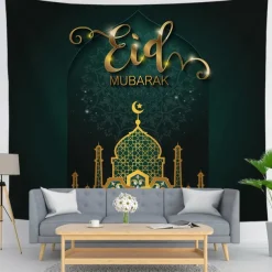 Ramadan Eid Mubarak Wall Tapestry Art Decor Photograph Backdrop Blanket Curtain Hanging Home Bedroom Living Room Decoration