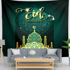 Ramadan Eid Mubarak Wall Tapestry Art Decor Photograph Backdrop Blanket Curtain Hanging Home Bedroom Living Room Decoration