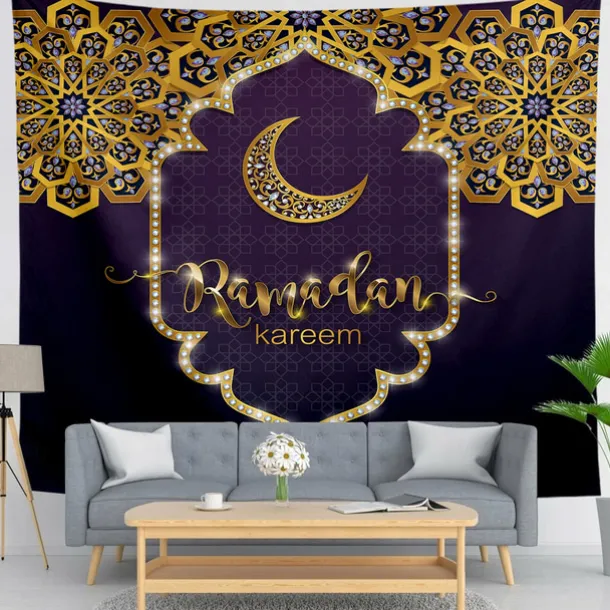 Ramadan Eid Mubarak Wall Tapestry Art Decor Photograph Backdrop Blanket Curtain Hanging Home Bedroom Living Room Decoration