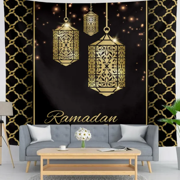 Ramadan Eid Mubarak Wall Tapestry Art Decor Photograph Backdrop Blanket Curtain Hanging Home Bedroom Living Room Decoration