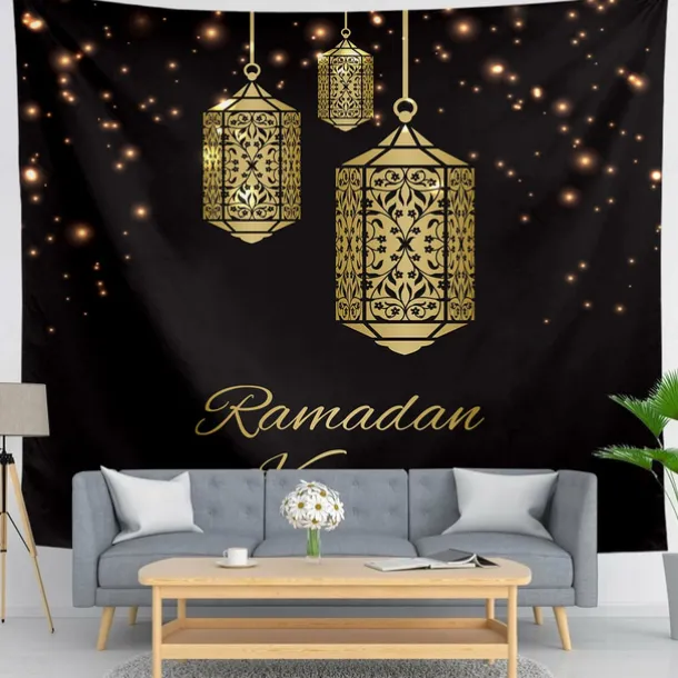Ramadan Eid Mubarak Wall Tapestry Art Decor Photograph Backdrop Blanket Curtain Hanging Home Bedroom Living Room Decoration